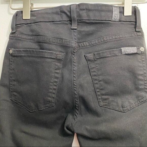 7 For All Mankind size 23 b(air) The Ankle Skinny black jeans white stripe 505B3 - Picture 10 of 15